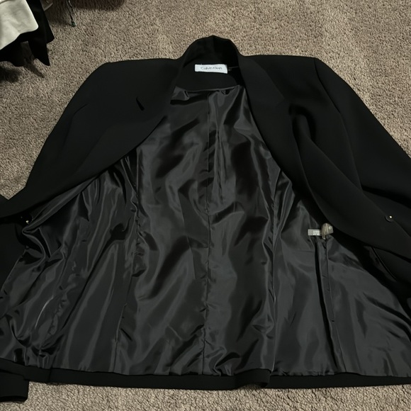 Calvin Klein Blazer-Black-Sz 4-Gold Tone Buckle Closure-Lined-EUC - Picture 13 of 16